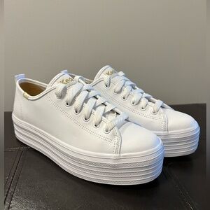 Keds Women's Leather White Platform Sneakers Size 8